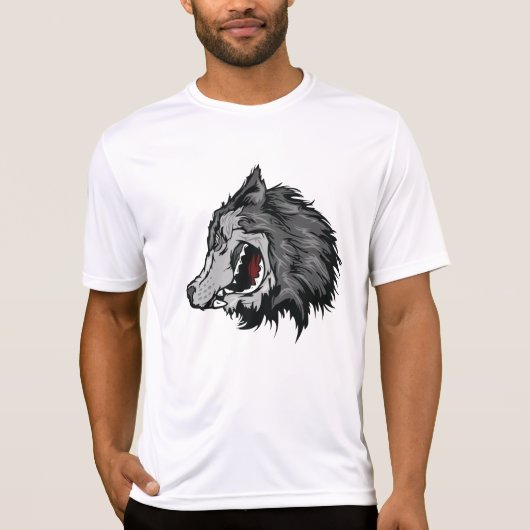 荒々しいオオカミの頭部 力強い野生動物 Tシャツ (正面)