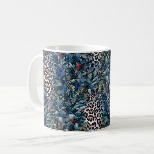 荒々しいジャングルのヒョウ コーヒーマグカップ (正面左)