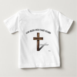 荒々しい十字架を持つ神の恵みコーストガード ベビーTシャツ
