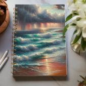 荒々しい夕日の海の波アートノート ノートブック