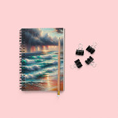 荒々しい夕日の海の波アートノート ノートブック
