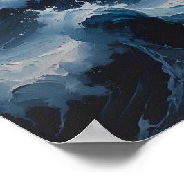 荒々しい海の抽象的な海景画 ポスター