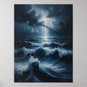 荒々しい海の抽象的な海景画 ポスター (正面)