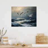 荒々しい海の風景アート ポスター (キッチン)