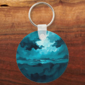 荒々しい空の下の気まぐれな大海の波 – 抽象的な海 キーホルダー (正面)