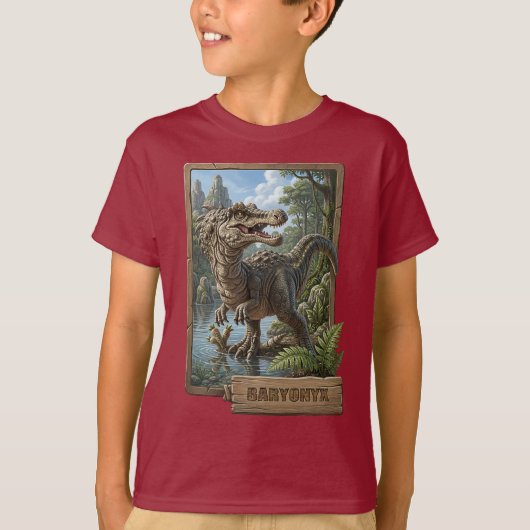 荒々しい過去を身に纏う バリオニクスの探検Tシャツ Tシャツ (正面)