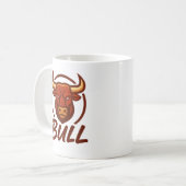 荒々しい雄牛のヘッドロゴ、クリエイティブなマスコット BULL コーヒーマグカップ (正面左)