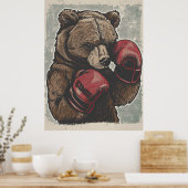 荒々しく激しいボクシングクマのポスター ポスター (キッチン)