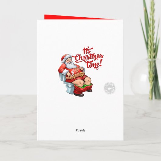 荒いクリスマスを持っているおもしろいなサンタクロース シーズンカード (裏面)