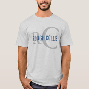 荒いコリーの品種モノグラムのデザイン Tシャツ