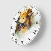 荒いコリー/長い髪のコリー ラウンド壁時計 (傾斜)