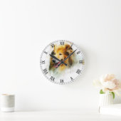 荒いコリー/長い髪のコリー ラウンド壁時計 (ホーム)