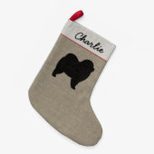 荒いチャウチャウ犬のシルエットのパーソナライズなクリスマス スモールクリスマスストッキング (正面 (吊り時))