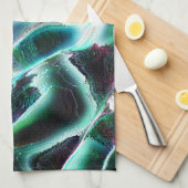 荒いデジタル滝や熱帯雨林を彫り込んだ？ キッチンタオル (四つ折り)