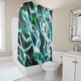 荒いデジタル滝や熱帯雨林を彫り込んだ？ シャワーカーテン