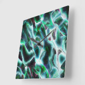 荒いデジタル滝や熱帯雨林を彫り込んだ？ スクエア壁時計 (傾斜)