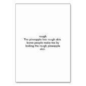 荒いパイナップルの皮、形容詞の読フラッシュカード テーブルナンバー (裏面)