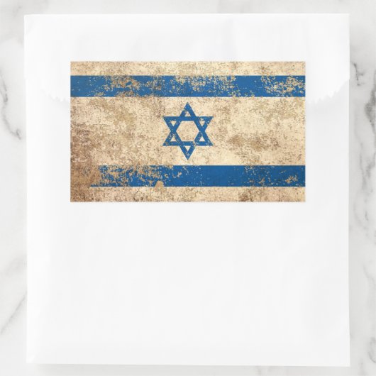 荒い年老いたヴィンテージイスラエル国旗 長方形シール (バッグ)