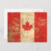 荒い年老いたヴィンテージカナダ国旗 ポストカード (正面/裏面)