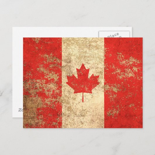 荒い年老いたヴィンテージカナダ国旗 ポストカード (正面/裏面)