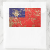 荒い年老いたヴィンテージ台湾国旗 長方形シール (バッグ)