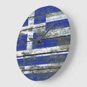 荒い木のギリシャの旗は効果に乗ります ラージ壁時計 (傾斜)