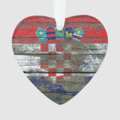 荒い木のクロアチアの旗は効果に乗ります オーナメント (正面)