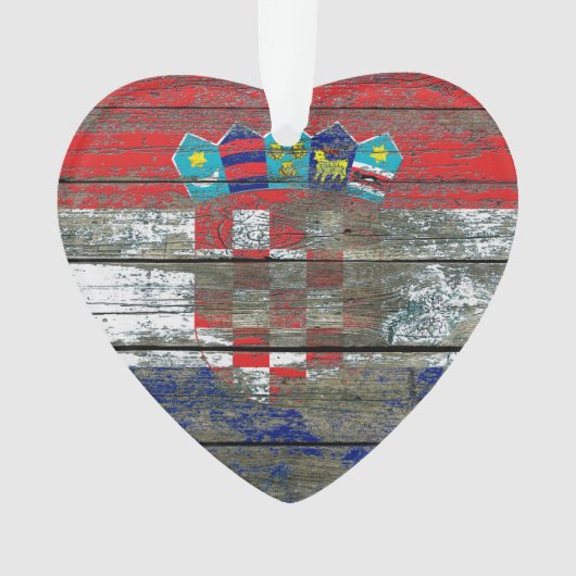 荒い木のクロアチアの旗は効果に乗ります オーナメント (正面)