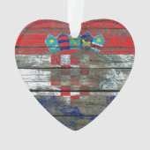 荒い木のクロアチアの旗は効果に乗ります オーナメント (裏面)