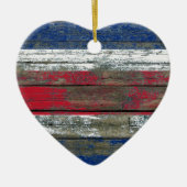 荒い木のコスタリカの旗は効果に乗ります セラミックオーナメント (正面)