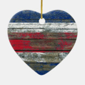 荒い木のコスタリカの旗は効果に乗ります セラミックオーナメント (裏面)