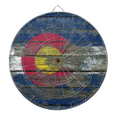 荒い木のコロラド州の旗は効果に乗ります ダーツボード (正面)