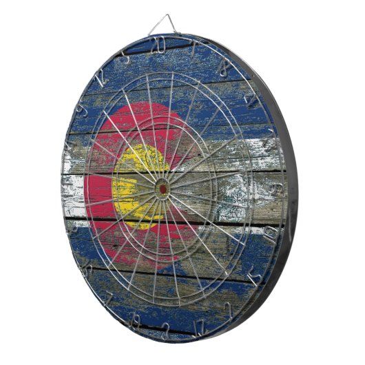 荒い木のコロラド州の旗は効果に乗ります ダーツボード (正面右)