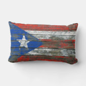 荒い木のプエルトリコの旗は効果に乗ります ランバークッション (裏面)