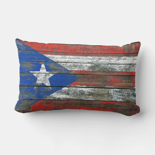 荒い木のプエルトリコの旗は効果に乗ります ランバークッション (裏面)