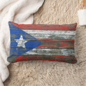 荒い木のプエルトリコの旗は効果に乗ります ランバークッション (ブランケット)