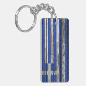 荒い木製の穀物の効果のギリシャの旗 キーホルダー (正面左)