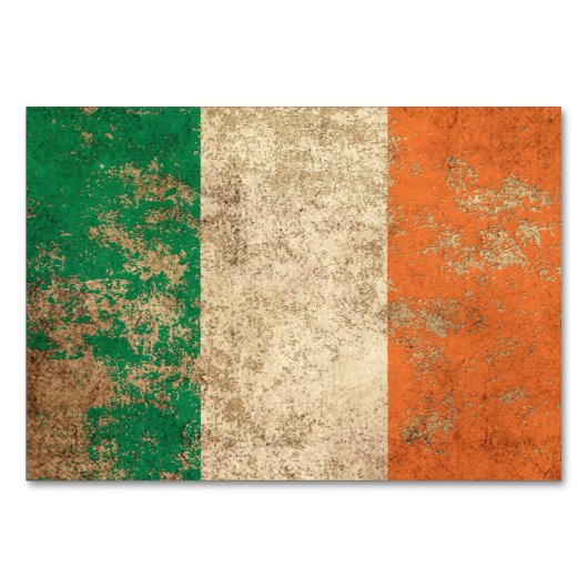 荒い老化させたヴィンテージのアイルランド人の旗 テーブルナンバー (正面)