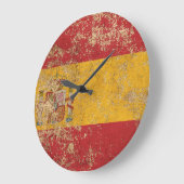 荒い老化させたヴィンテージのスペイン人の旗 ラージ壁時計 (傾斜)