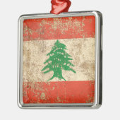 荒い老化させたヴィンテージのレバノン人の旗 メタルオーナメント (左)