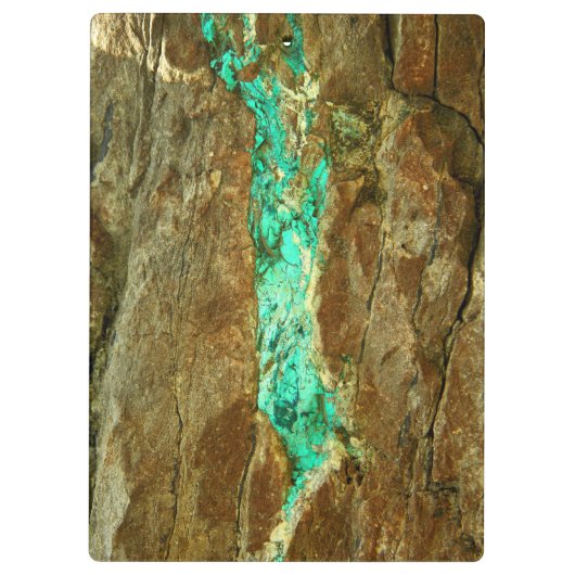 荒い茶色の石の自然なターコイズの静脈 クリップボード (裏面)