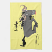 荒おもしろい々しランニングい漫画イラストレーション キッチンタオル (縦)