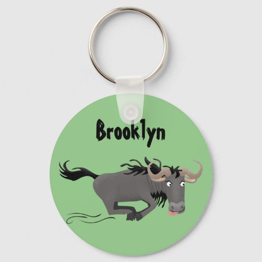 荒おもしろい々しランニングい漫画イラストレーション キーホルダー (正面)