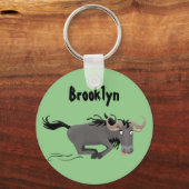 荒おもしろい々しランニングい漫画イラストレーション キーホルダー (正面)