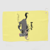 荒おもしろい々しランニングい漫画イラストレーション ゴルフタオル (横)