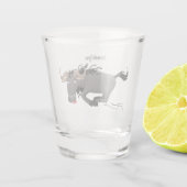 荒おもしろい々しランニングい漫画イラストレーション ショットグラス (裏面)