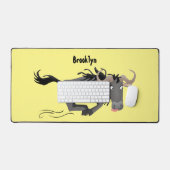 荒おもしろい々しランニングい漫画イラストレーション デスクマット (キーボード&マウス)