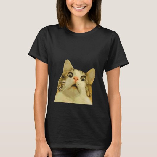 荒ぶる猫のミーム 怖がる猫のイラスト トロール Tシャツ (正面)