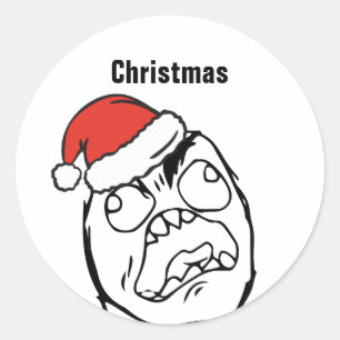 荒ぶる私のミーム 編集可能 クリスマス ラウンドシール
