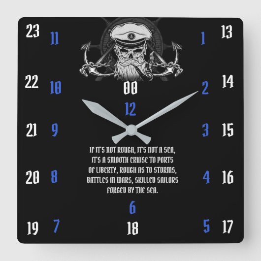 荒もしくも海でもない滑らかだ スクエア壁時計 (正面)